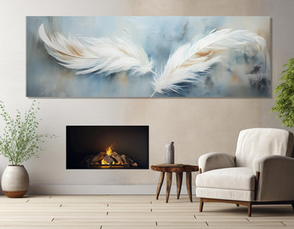Neutral Tones Canvas Print – Minimalist Wall Art | Feather Painting Art, Ready to Hang
