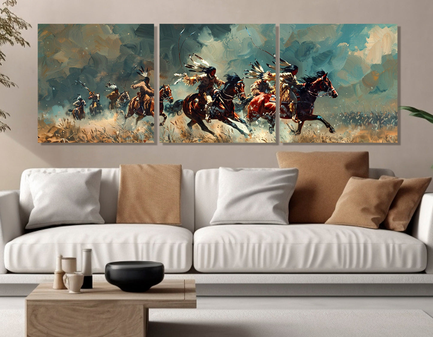 Native Americans Canvas Art – Framed Canvas Print Ready to Hang | Tribal Wall Decoration