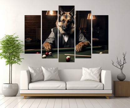 Billiards Canvas Print – Shepherd Playing Billiards Wall Art | Ready to Hang Framed Canvas