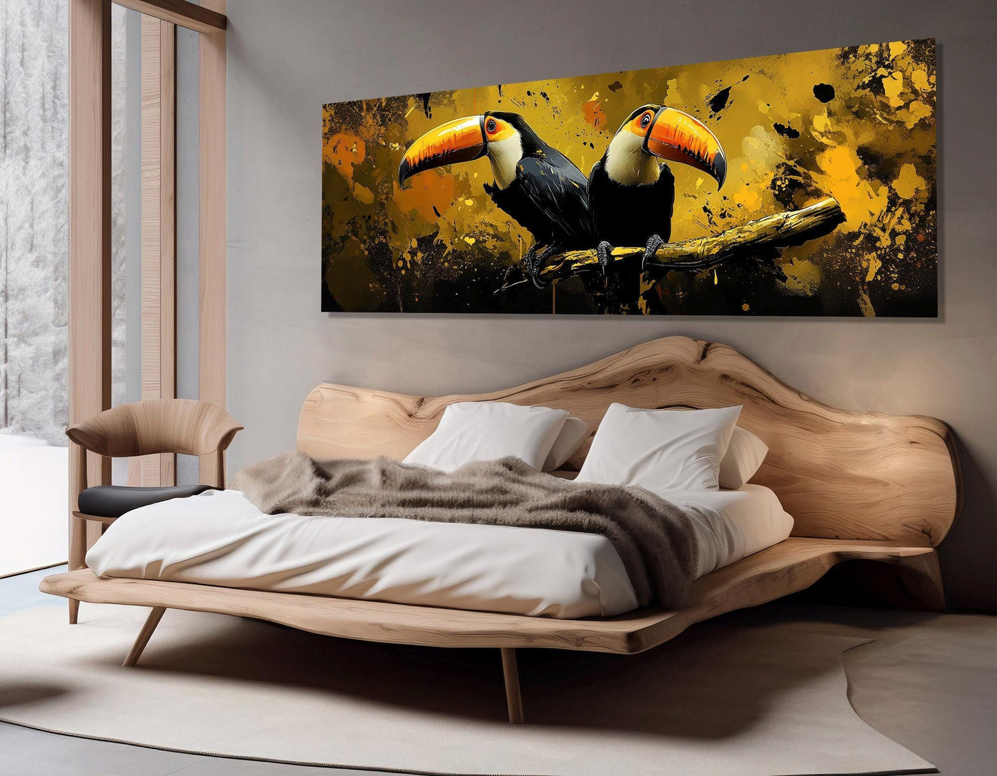 Toucans Canvas Print – Abstract Bird Art Ready to Hang Gallery Wrapped Decor