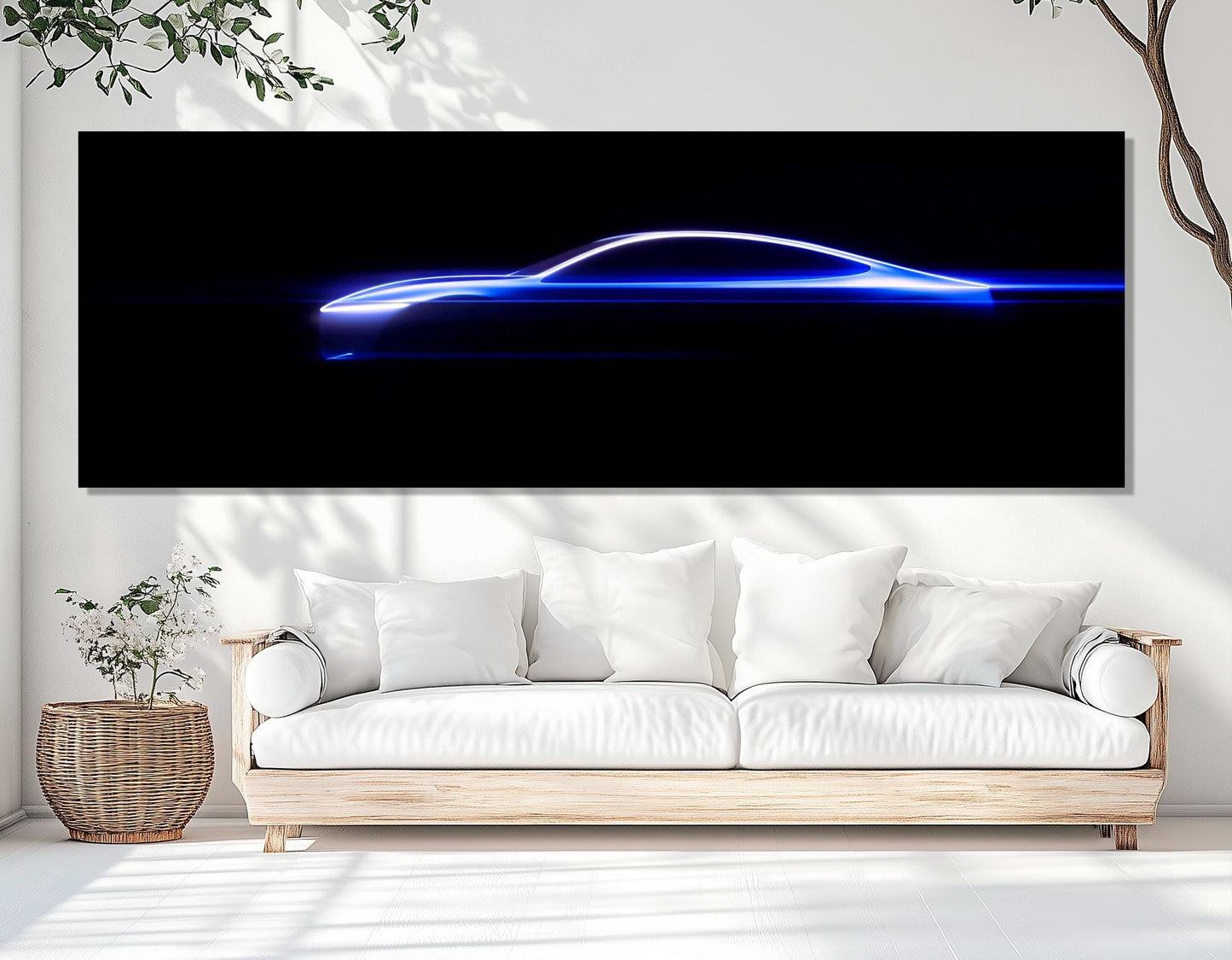Sports Car Canvas Print – Minimalist Car Silhouette, Framed & Ready to Hang