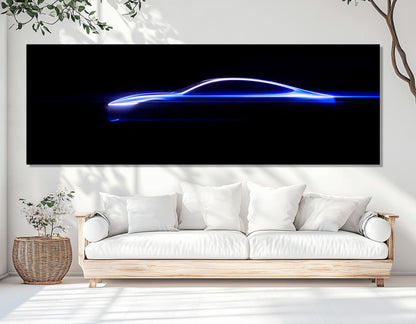 Sports Car Canvas Print – Minimalist Car Silhouette, Framed & Ready to Hang