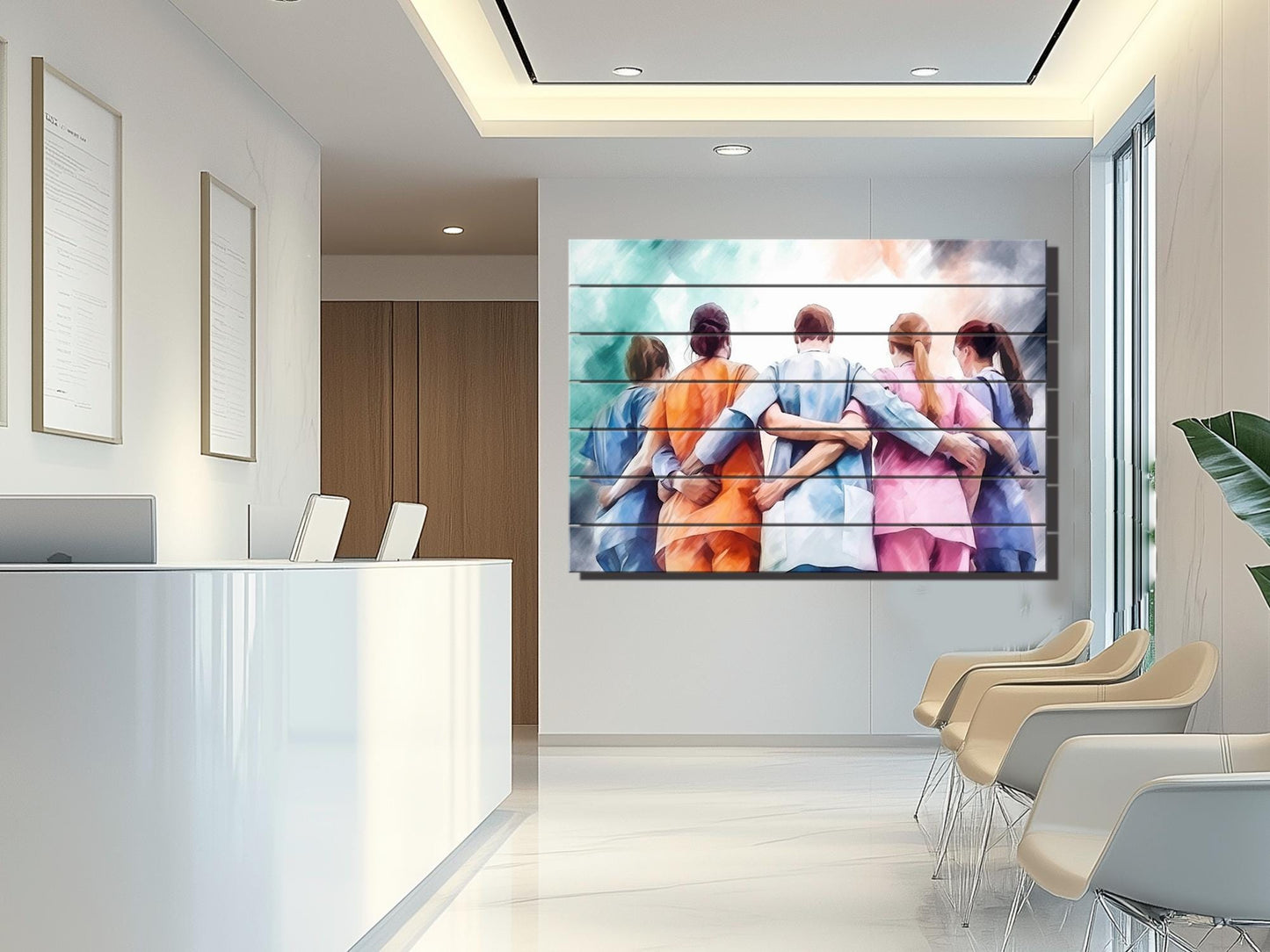 Doctors Wall Art – Modern Hospital Wall Decor on UV Printed Wood Planks