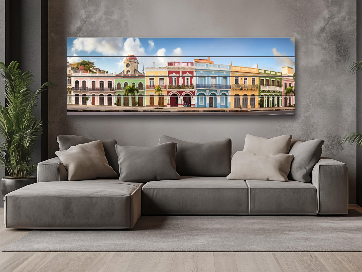 Puerto Rico Wood Wall Art – Rustic San Juan Wall Decor with Abstract Wood Plank Design