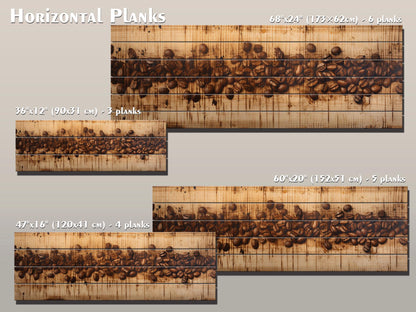 Coffee Beans Rustic Art Print on Natural Wood – Kitchen Wall Decor