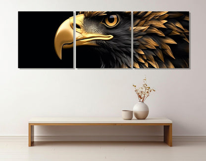 Gold Feather Eagle Canvas | Framed Canvas Art - Ready to Hang, Large Eagle Wall Art