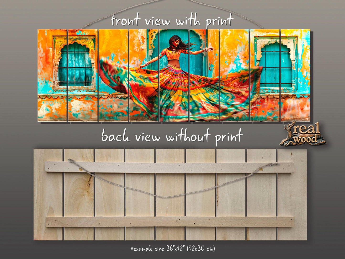 Wood Wall Art - Large Rajasthan Wall Art With Indian Woman Print On Wood Panel