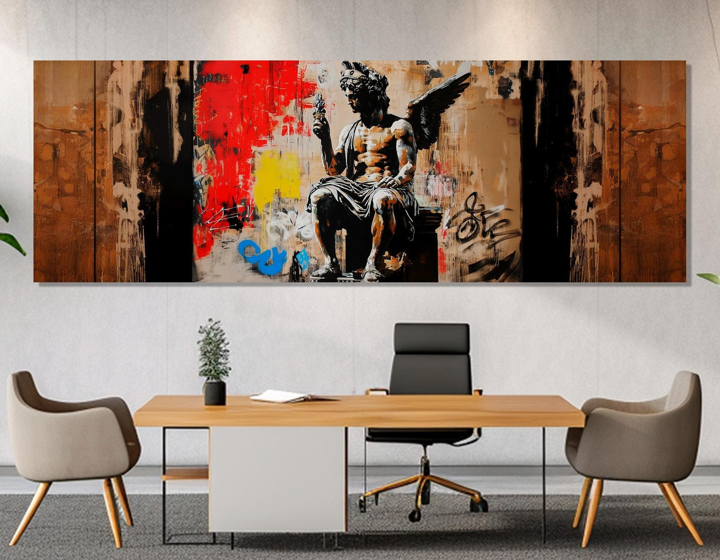 Greek Statue Canvas Print – Abstract Graffiti Art on Cotton Canvas, Ready to Hang