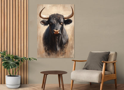 Black Cow Canvas Print – Rustic Cow Wall Art | Farmhouse Wall Decor, Ready to Hang