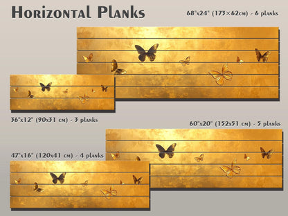 Gold Butterfly Wall Art - Printed Wood Panel | Luxury Wood Wall Decor