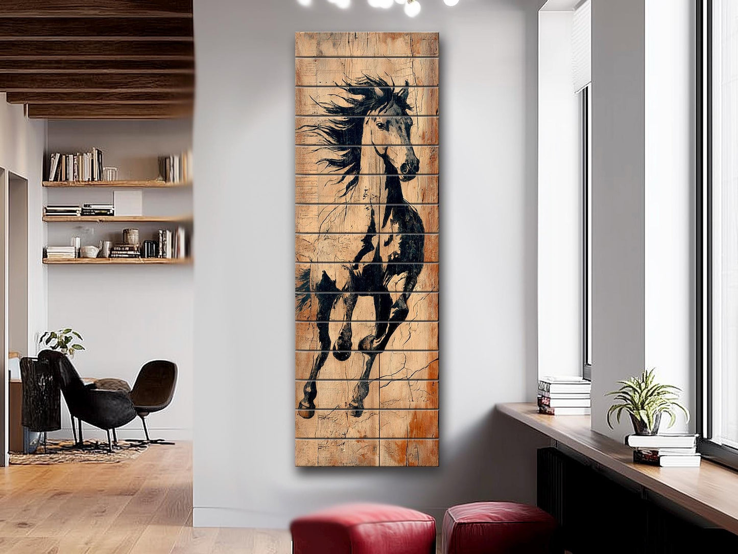 Wild Horse Wall Art – Rustic Wood Print With Unique Grain & Ready To Hang Decor