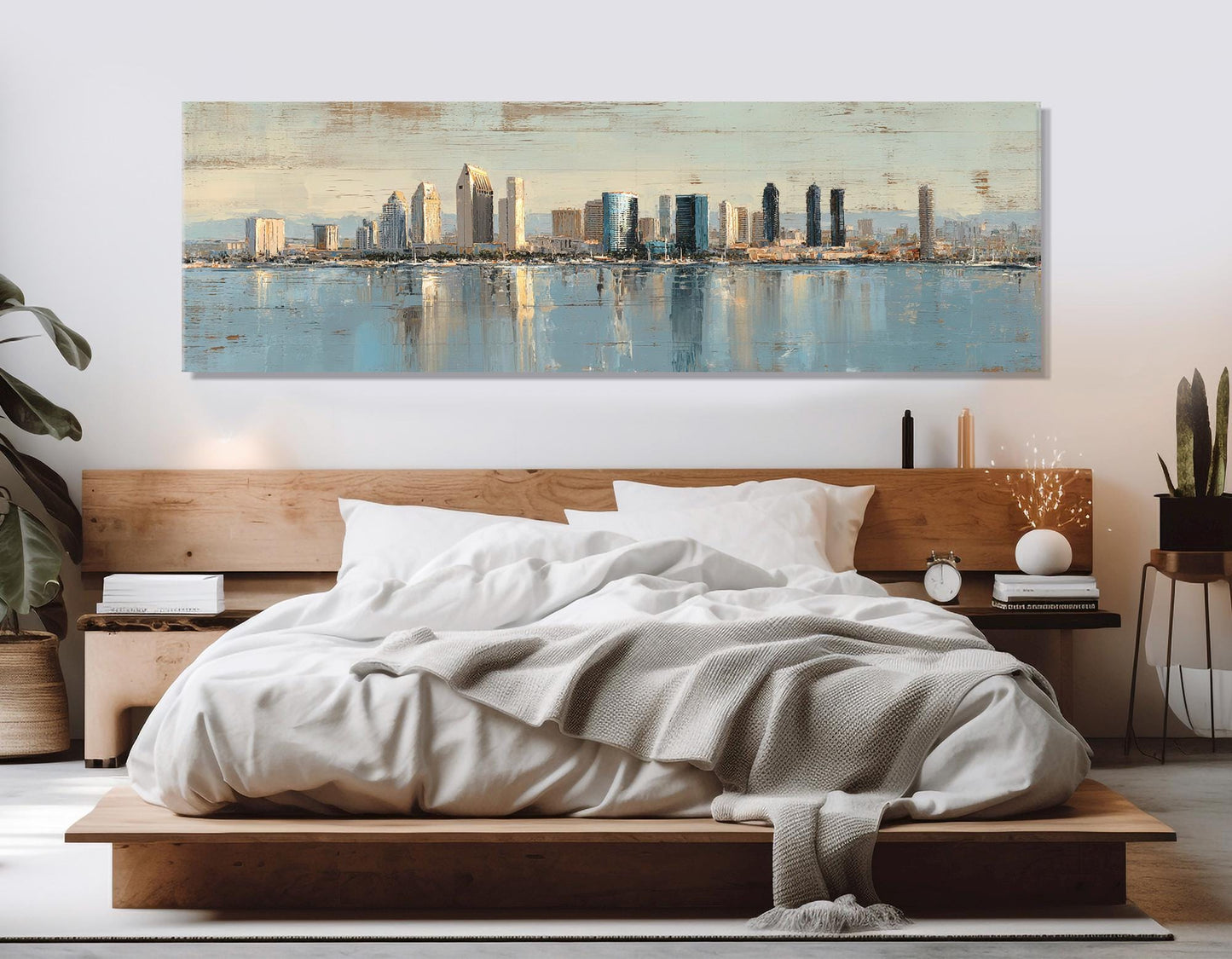San Diego Canvas Print – Rustic Framed Cotton Canvas, Retro Skyline Wall Art