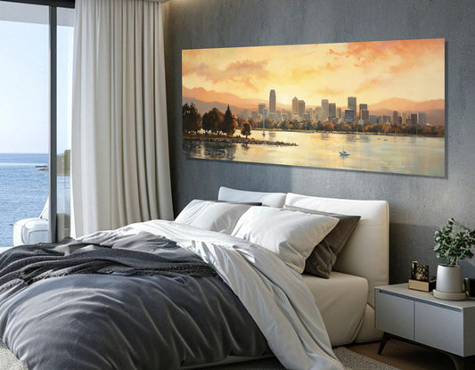 Toronto Wall Art – Abstract City Painting on Gallery Wrapped Canvas, Ready to Hang