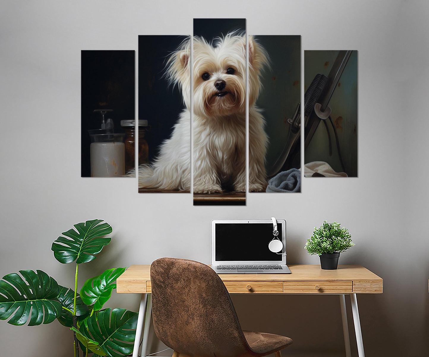 Cute Puppy Canvas Print - Framed Gallery Wrapped Cotton Canvas Art For Groomers Studio