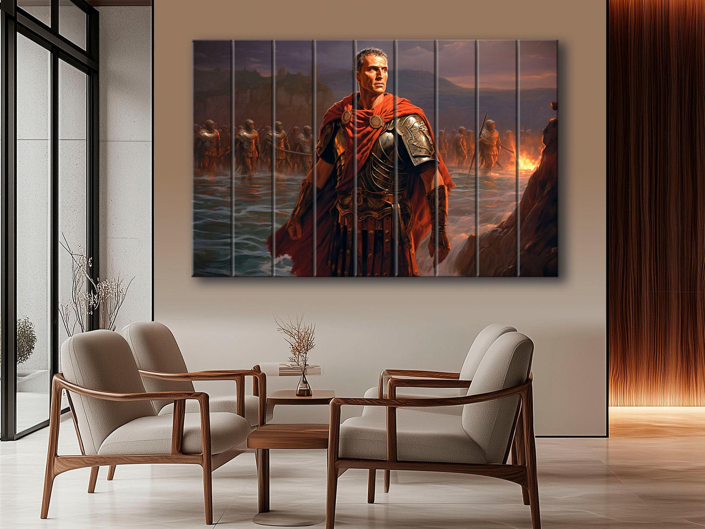 Julius Caesar Wood Print – Roman Wall Art | Crossing Rubicon Painting on Wood