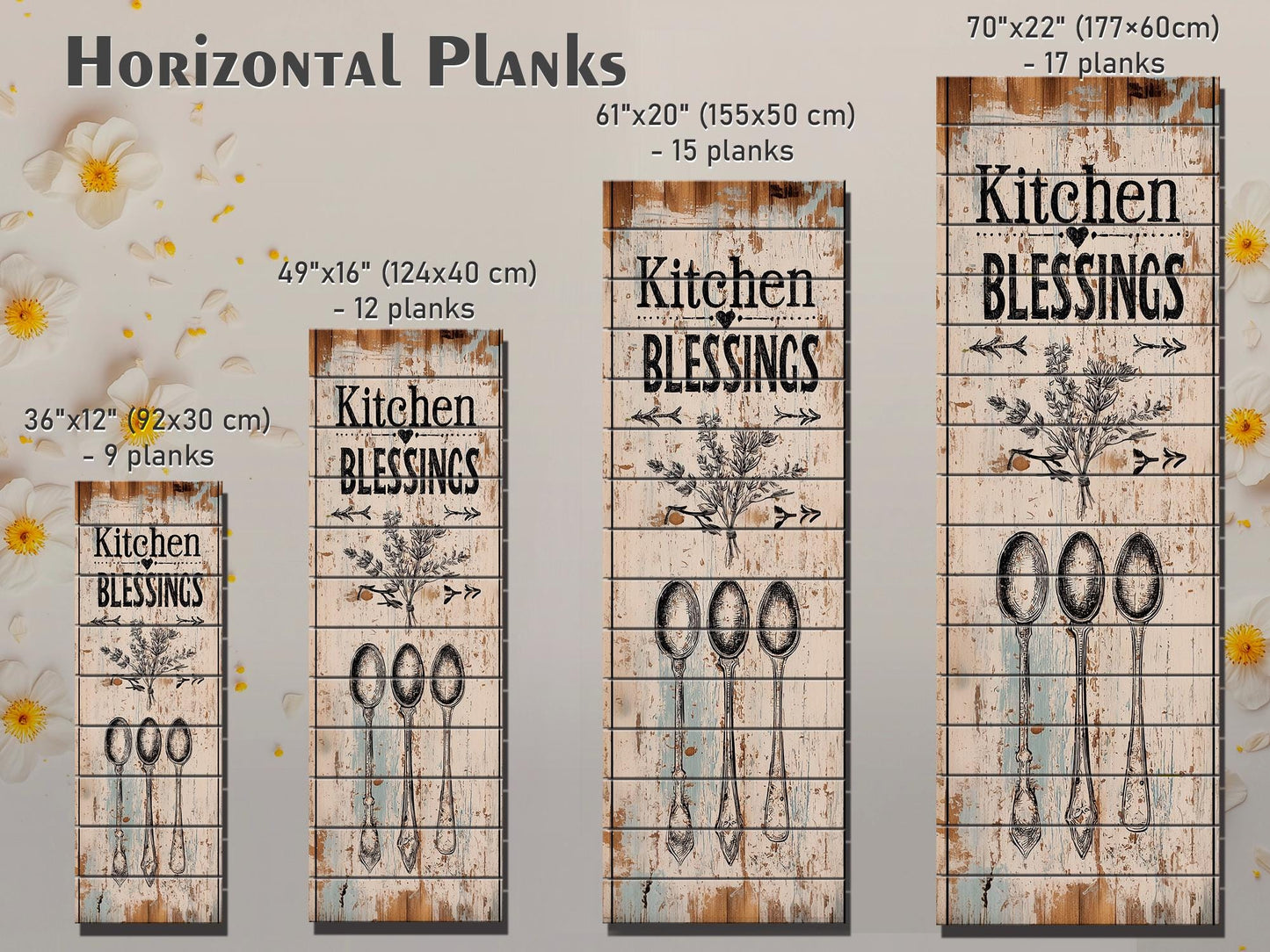 Rustic Kitchen Wall Art – Kitchen Blessings Print on Wood | Farmhouse Decor
