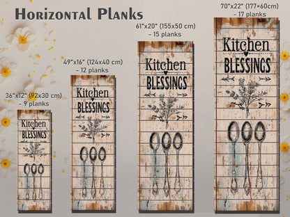 Rustic Kitchen Wall Art – Kitchen Blessings Print on Wood | Farmhouse Decor