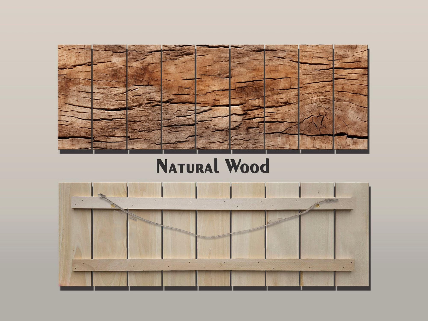Wood Texture Print – Rustic Wall Art on Natural Wood Planks with Tree Bark Design
