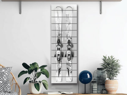 Minimalist Ski Print on Wood, Modern Skiing Wall Decor