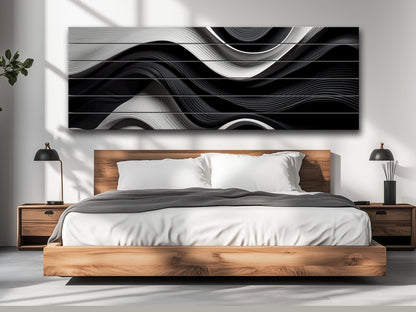 Abstract Wood Art – Black and White Art Print on Natural Wood Planks