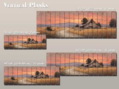 Rustic Barn Wall Art – Handcrafted Wood Print of Peaceful Country Barn at Sunset