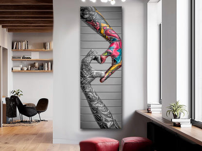 Tattooed Hands Print – Modern Love Art on Wood | Unique Tattoo Wall Decor