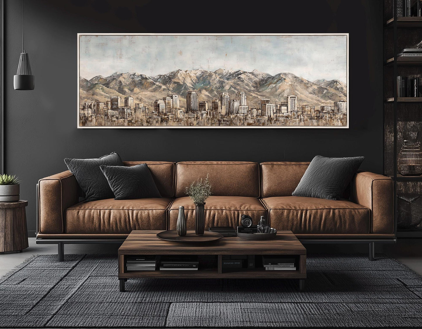 Salt Lake City Canvas Print – Rustic Skyline Wall Art | Framed Gallery Wrapped Canvas