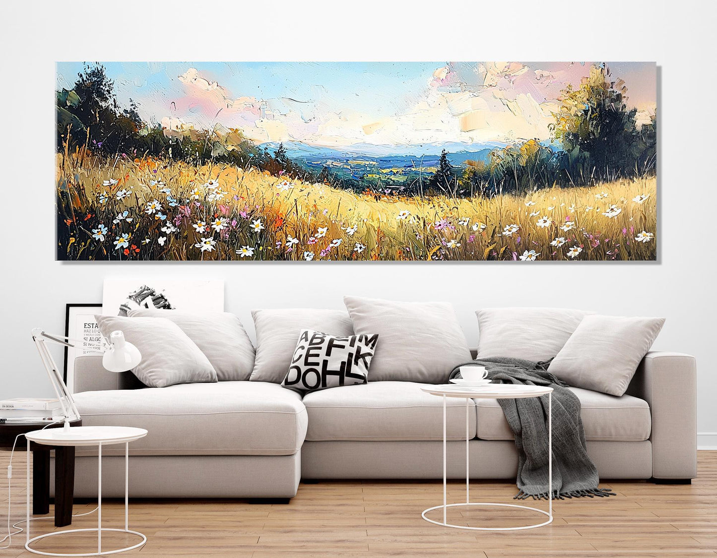 Wildflowers Canvas Print – Serene Meadow Painting | Framed Floral Wall Art Ready to Hang
