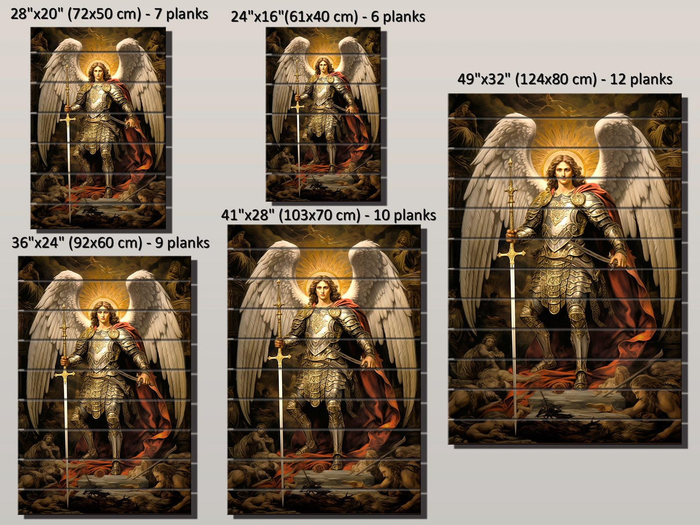 Saint Michael Wall Art – Natural Wood Print | Religious Wall Decor, Ready to Hang