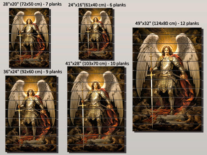 Saint Michael Wall Art – Natural Wood Print | Religious Wall Decor, Ready to Hang