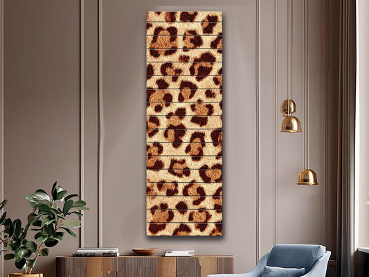 Leopard Print Wall Art – Vintage Wall Decor on Rustic Wood Plank Art