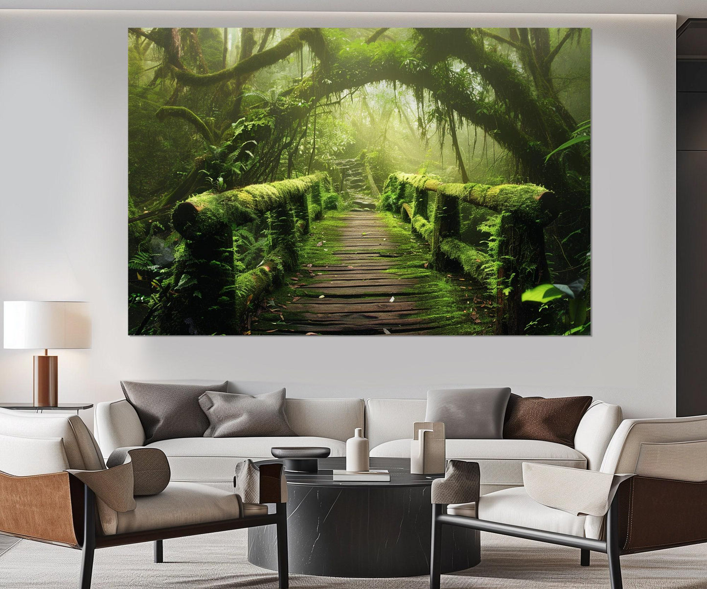 Bamboo Forest Wall Art – Tropical Forest Canvas Print | Bamboo Bridge Decor Ready to Hang