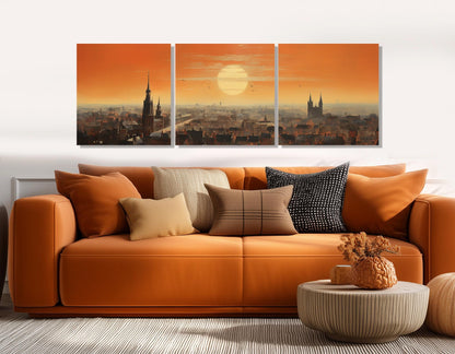 Abstract Brussels Wall Art, Brussels Skyline Canvas Print, Belgium Painting, Framed & Ready to Hang