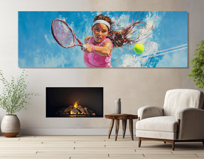 Tennis Wall Art - Framed Tennis Canvas Print | Woman Player Indoor Decor