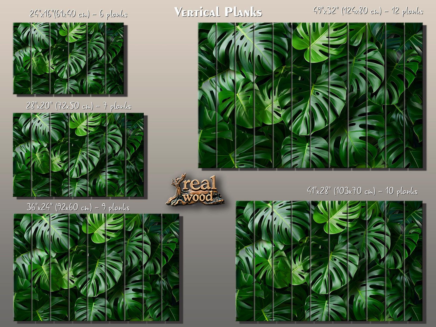 Wood Wall Art - Tropical Green Leaves Print on Natural Wood, Abstract Deep Green Wall Art, Tropical Wall Art, Modern Palm Leaf Print