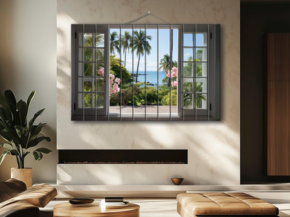 Wood Wall Art – Tropical View Print on Wood | Ready to Hang Wooden Wall Decor