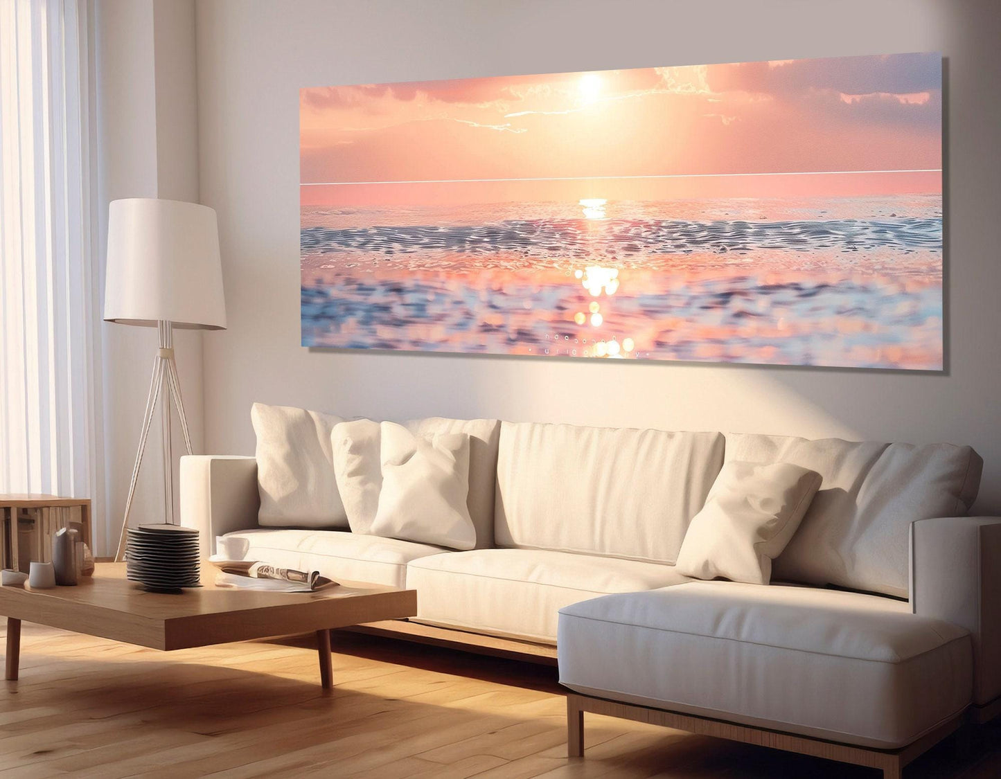 Scenic Sunset over the Ocean Canvas Print, Coastal Wall Art, Framed and Ready to Hang