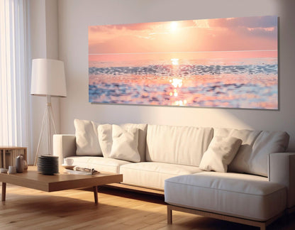 Scenic Sunset over the Ocean Canvas Print, Coastal Wall Art, Framed and Ready to Hang