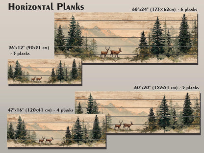 Rustic Hunting Wall Art – Deer Wood Print on Natural Grain Wooden Wall Decor