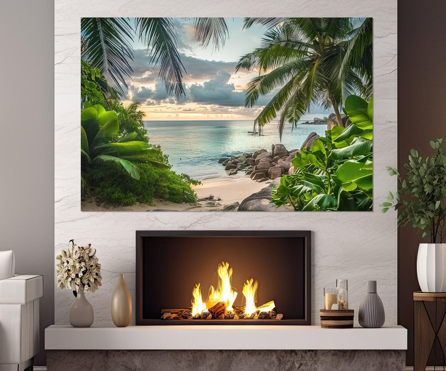 Tropical Canvas Print, Palm Trees Print, Tropical Wall Decor, Palms Painting, Tropical Wall Art, Green Wall Decor, Framed and Ready to Hang
