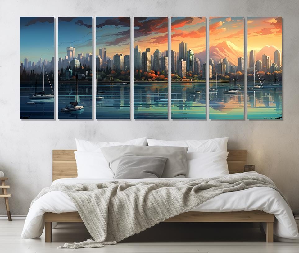 Vancouver Canvas Print – Abstract City Skyline Art | Framed Cotton Canvas, Ready to Hang