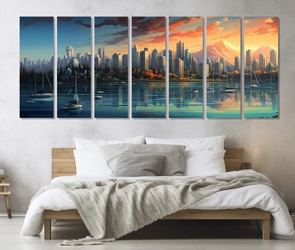 Vancouver Canvas Print – Abstract City Skyline Art | Framed Cotton Canvas, Ready to Hang