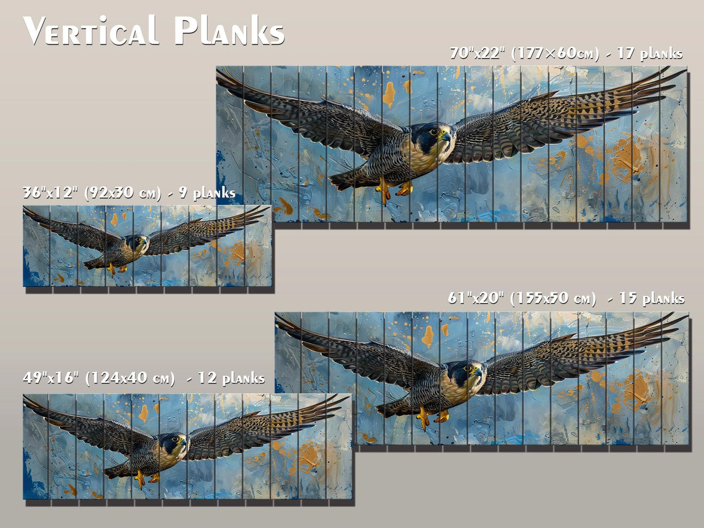 Peregrine Falcon Wall Art – Rustic Wood Decor | Majestic Bird Print Panel