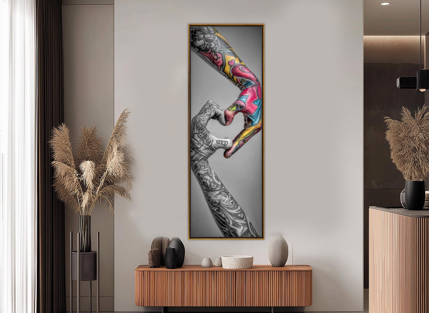 Tattoo Wall Art – Abstract Tattooed Hands Canvas Print | Framed & Ready to Hang