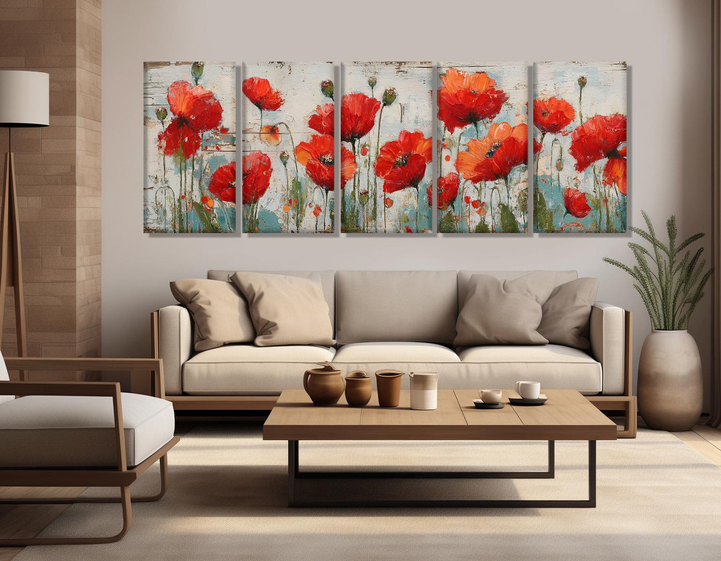 Poppies Canvas Print – Abstract Floral Wall Art | Framed & Ready to Hang