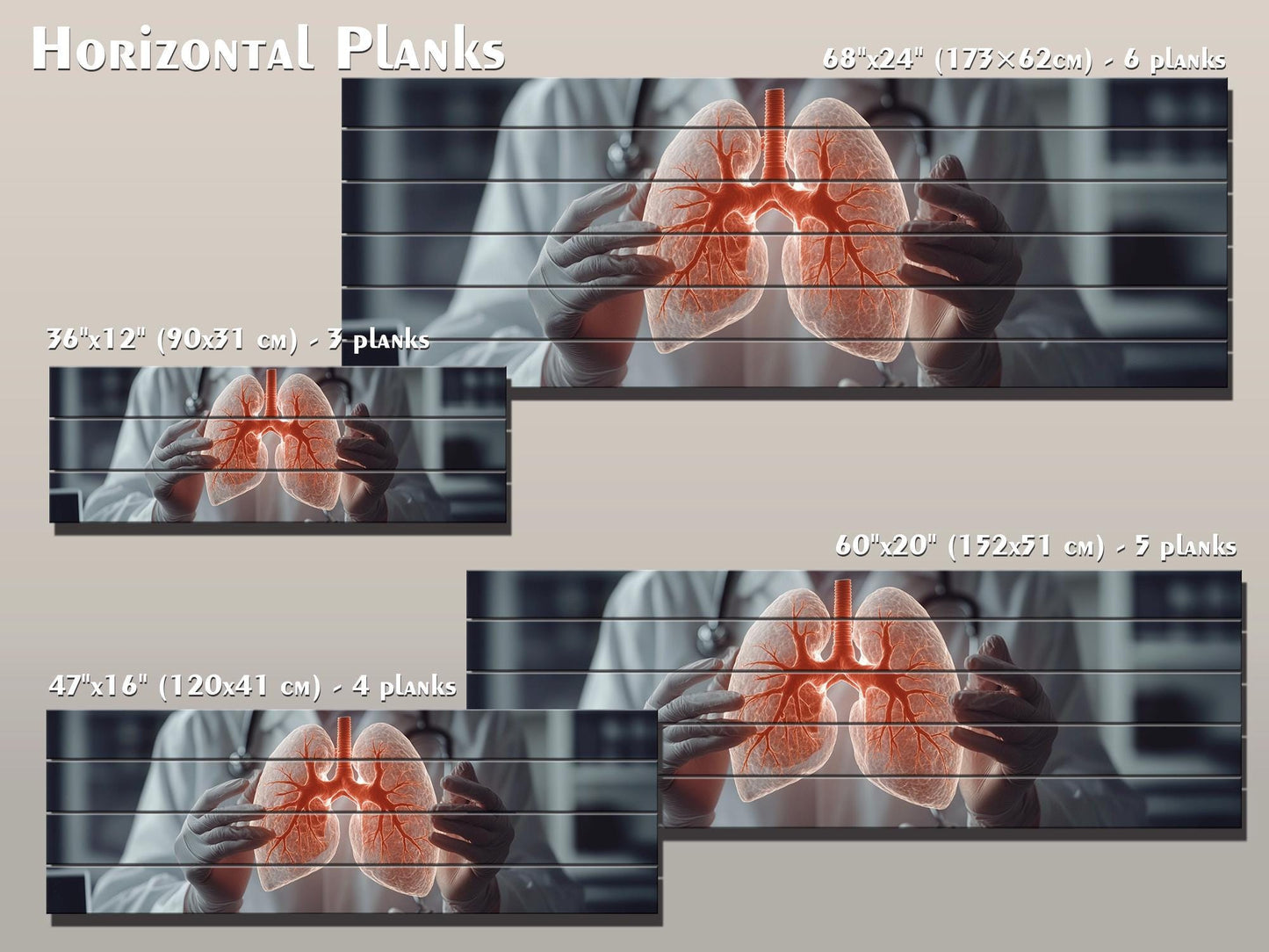 Human Lungs Print On Natural Wood - Pulmonologist Wall Art
