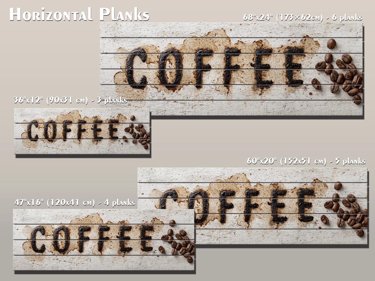 Coffee Art Print on Natural Wood – Kitchen Wall Decor