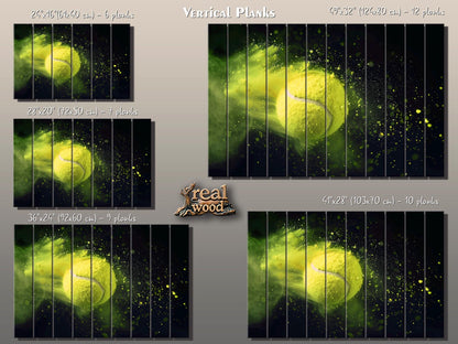 Tennis Wall Art – Abstract Tennis Painting on Natural Wood Plank Artwork