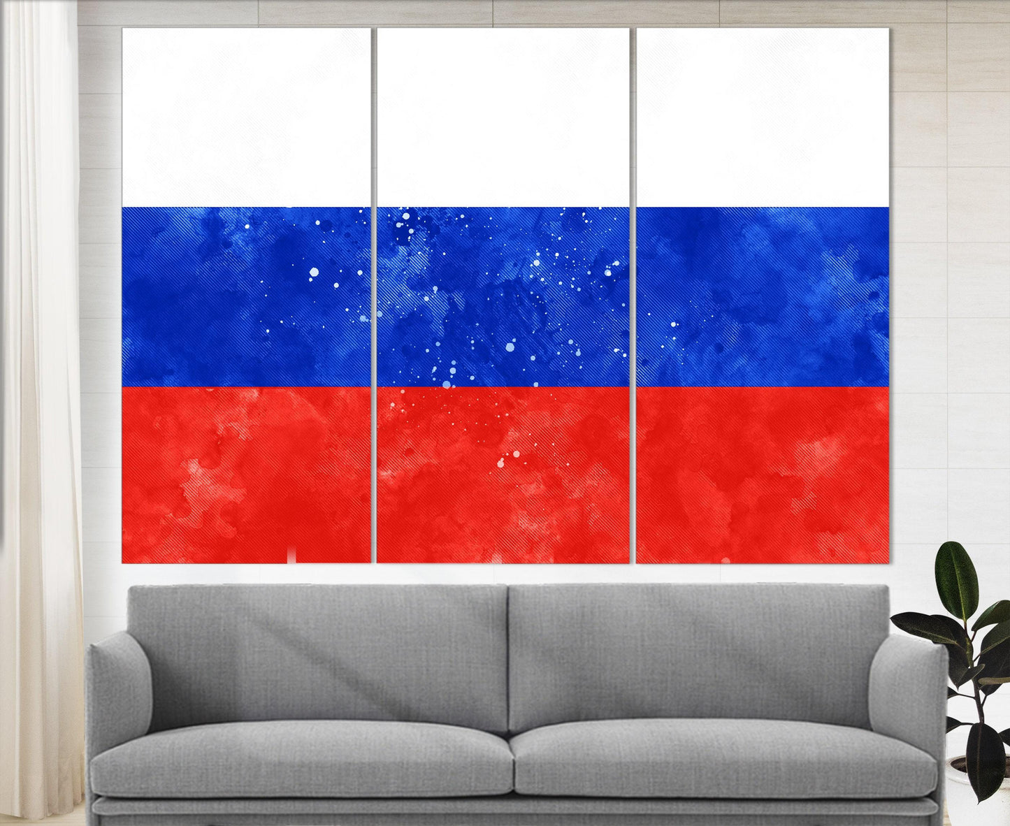 Russia Flag Canvas Print - Framed Ready to Hang Cotton Wall Art Decor
