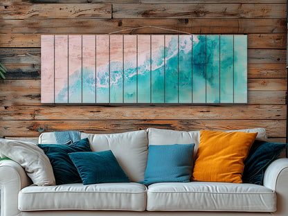 Nautical Wood Wall Art - Abstract Aerial View of a Beach and Rolling Waves Printed on Wood, Beach Wall Art, Soft Tones Beach Painting